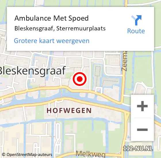 Locatie op kaart van de 112 melding: Ambulance Met Spoed Naar Bleskensgraaf, Sterremuurplaats op 25 februari 2023 11:09