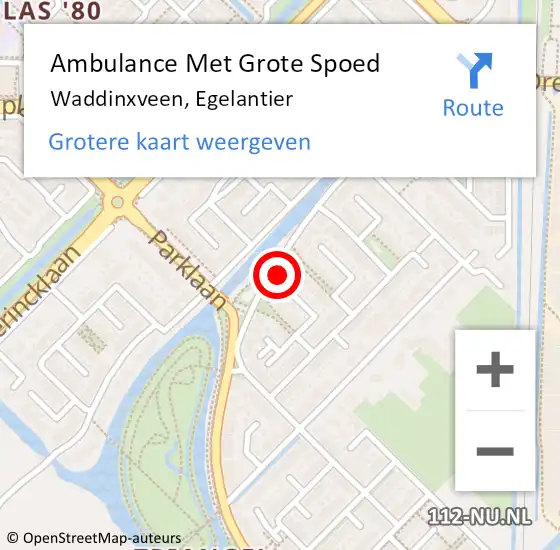 Locatie op kaart van de 112 melding: Ambulance Met Grote Spoed Naar Waddinxveen, Egelantier op 25 februari 2023 11:28