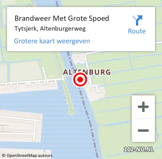 Locatie op kaart van de 112 melding: Brandweer Met Grote Spoed Naar Tytsjerk, Altenburgerweg op 25 februari 2023 11:52