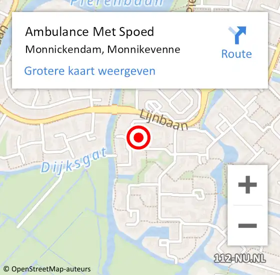 Locatie op kaart van de 112 melding: Ambulance Met Spoed Naar Monnickendam, Monnikevenne op 25 februari 2023 12:38