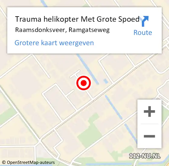 Locatie op kaart van de 112 melding: Trauma helikopter Met Grote Spoed Naar Raamsdonksveer, Ramgatseweg op 25 februari 2023 13:02