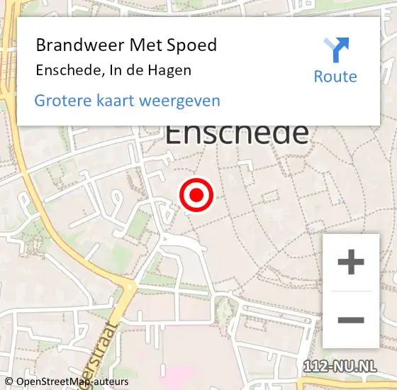 Locatie op kaart van de 112 melding: Brandweer Met Spoed Naar Enschede, In de Hagen op 25 februari 2023 13:09