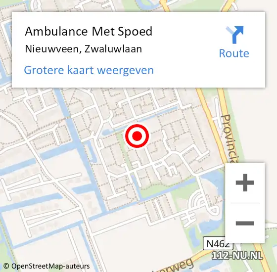 Locatie op kaart van de 112 melding: Ambulance Met Spoed Naar Nieuwveen, Zwaluwlaan op 25 februari 2023 13:13