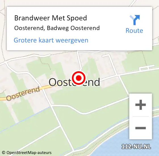 Locatie op kaart van de 112 melding: Brandweer Met Spoed Naar Oosterend, Badweg Oosterend op 25 februari 2023 13:16