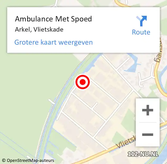 Locatie op kaart van de 112 melding: Ambulance Met Spoed Naar Arkel, Vlietskade op 25 februari 2023 13:28