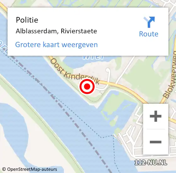 Locatie op kaart van de 112 melding: Politie Alblasserdam, Rivierstaete op 25 februari 2023 13:43