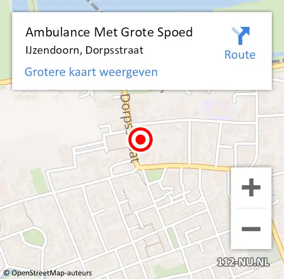 Locatie op kaart van de 112 melding: Ambulance Met Grote Spoed Naar IJzendoorn, Dorpsstraat op 25 februari 2023 13:57