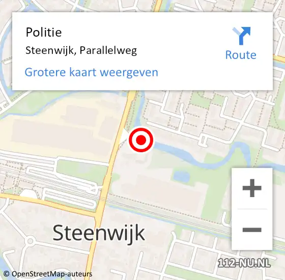 Locatie op kaart van de 112 melding: Politie Steenwijk, Parallelweg op 25 februari 2023 14:02