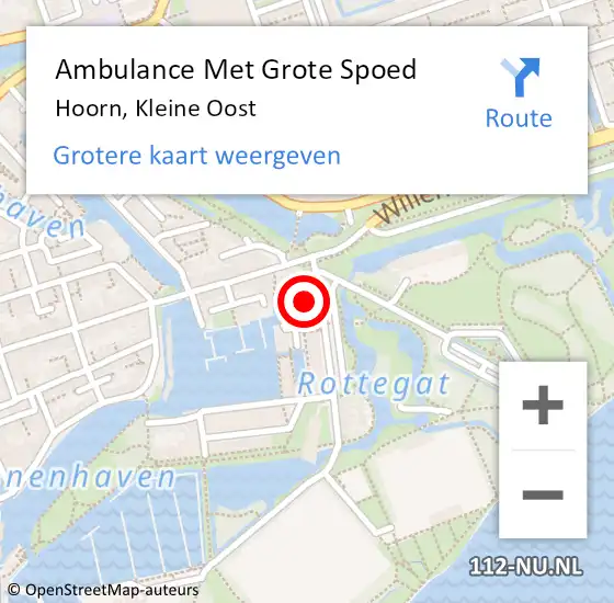 Locatie op kaart van de 112 melding: Ambulance Met Grote Spoed Naar Hoorn, Kleine Oost op 25 februari 2023 14:04