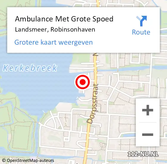 Locatie op kaart van de 112 melding: Ambulance Met Grote Spoed Naar Landsmeer, Robinsonhaven op 25 februari 2023 14:04