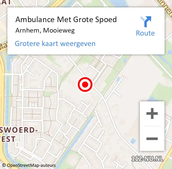 Locatie op kaart van de 112 melding: Ambulance Met Grote Spoed Naar Arnhem, Mooieweg op 25 februari 2023 14:31