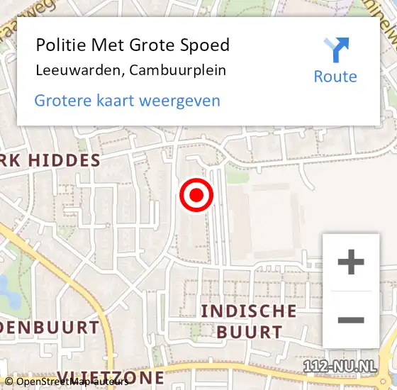 Locatie op kaart van de 112 melding: Politie Met Grote Spoed Naar Leeuwarden, Cambuurplein op 25 februari 2023 14:39