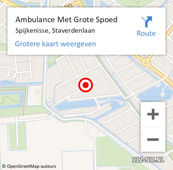 Locatie op kaart van de 112 melding: Ambulance Met Grote Spoed Naar Spijkenisse, Staverdenlaan op 25 februari 2023 14:40