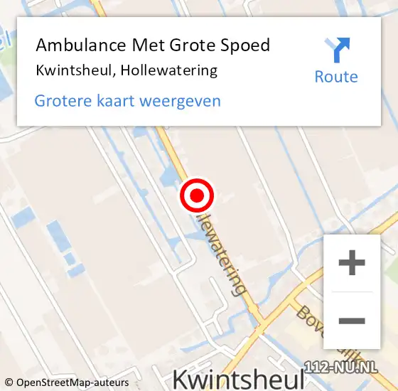 Locatie op kaart van de 112 melding: Ambulance Met Grote Spoed Naar Kwintsheul, Hollewatering op 25 februari 2023 14:43