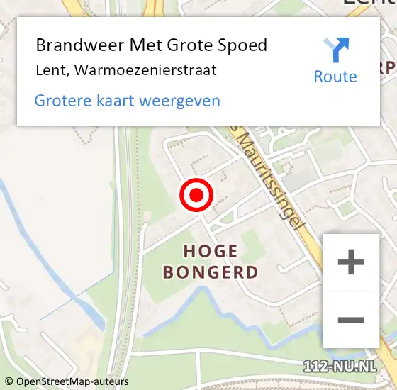 Locatie op kaart van de 112 melding: Brandweer Met Grote Spoed Naar Lent, Warmoezenierstraat op 25 februari 2023 14:52