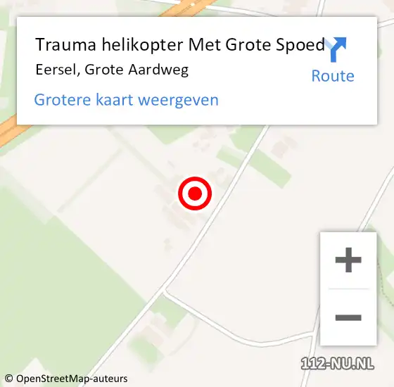 Locatie op kaart van de 112 melding: Trauma helikopter Met Grote Spoed Naar Eersel, Grote Aardweg op 25 februari 2023 14:56