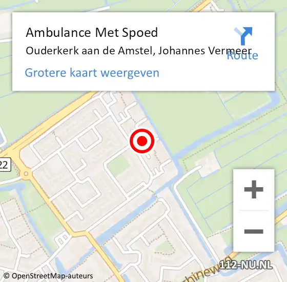 Locatie op kaart van de 112 melding: Ambulance Met Spoed Naar Ouderkerk aan de Amstel, Johannes Vermeer op 25 februari 2023 15:08