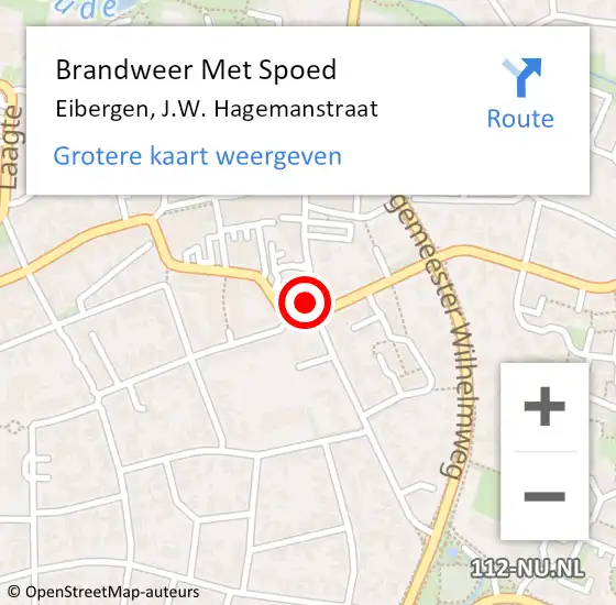 Locatie op kaart van de 112 melding: Brandweer Met Spoed Naar Eibergen, J.W. Hagemanstraat op 25 februari 2023 15:08