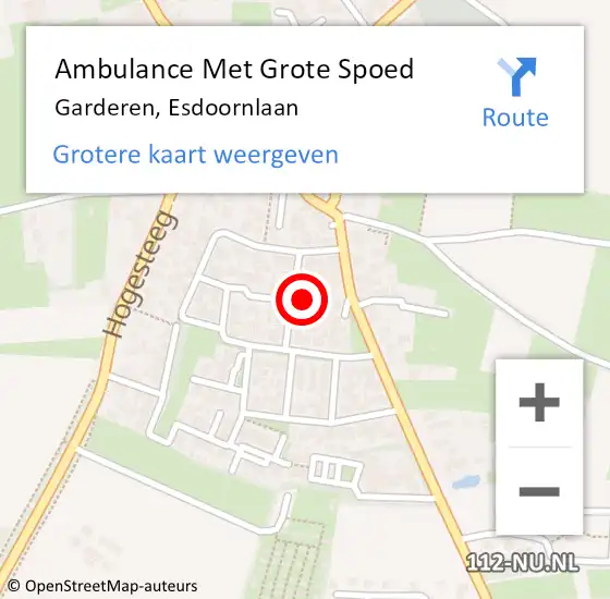 Locatie op kaart van de 112 melding: Ambulance Met Grote Spoed Naar Garderen, Esdoornlaan op 25 februari 2023 15:26