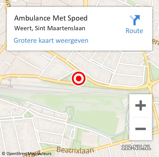 Locatie op kaart van de 112 melding: Ambulance Met Spoed Naar Weert, Sint Maartenslaan op 25 februari 2023 15:47