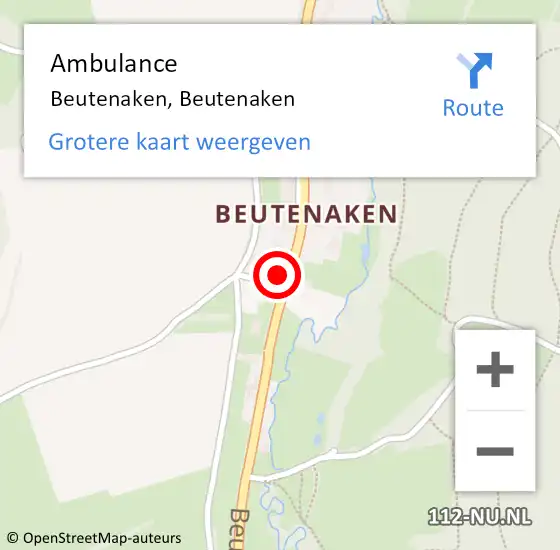 Locatie op kaart van de 112 melding: Ambulance Beutenaken, Beutenaken op 11 oktober 2013 17:51