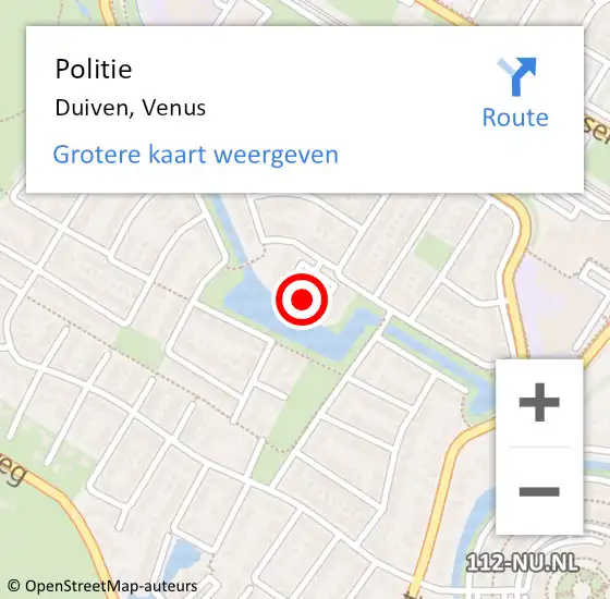 Locatie op kaart van de 112 melding: Politie Duiven, Venus op 25 februari 2023 16:21