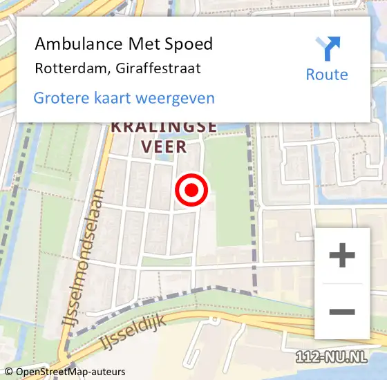 Locatie op kaart van de 112 melding: Ambulance Met Spoed Naar Rotterdam, Giraffestraat op 25 februari 2023 16:41