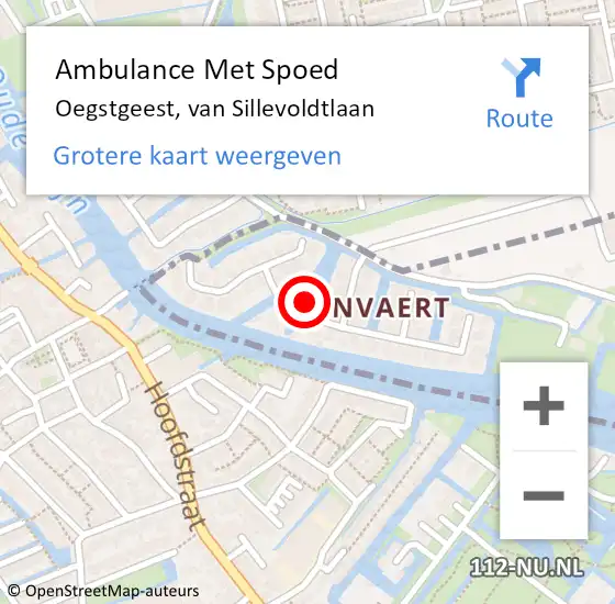 Locatie op kaart van de 112 melding: Ambulance Met Spoed Naar Oegstgeest, van Sillevoldtlaan op 25 februari 2023 17:23