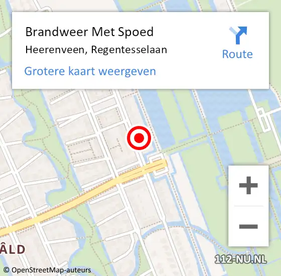 Locatie op kaart van de 112 melding: Brandweer Met Spoed Naar Heerenveen, Regentesselaan op 25 februari 2023 17:44