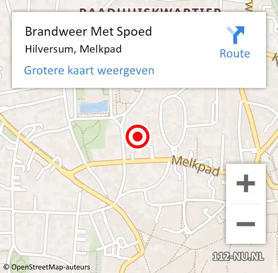 Locatie op kaart van de 112 melding: Brandweer Met Spoed Naar Hilversum, Melkpad op 25 februari 2023 17:54