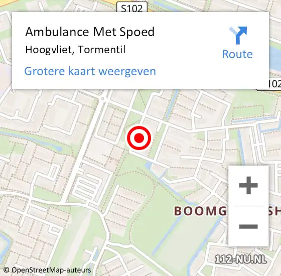 Locatie op kaart van de 112 melding: Ambulance Met Spoed Naar Hoogvliet, Tormentil op 25 februari 2023 17:58