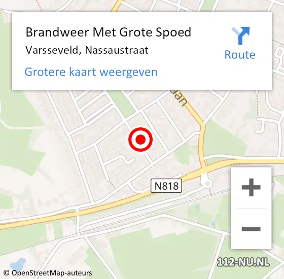 Locatie op kaart van de 112 melding: Brandweer Met Grote Spoed Naar Varsseveld, Nassaustraat op 25 februari 2023 18:13