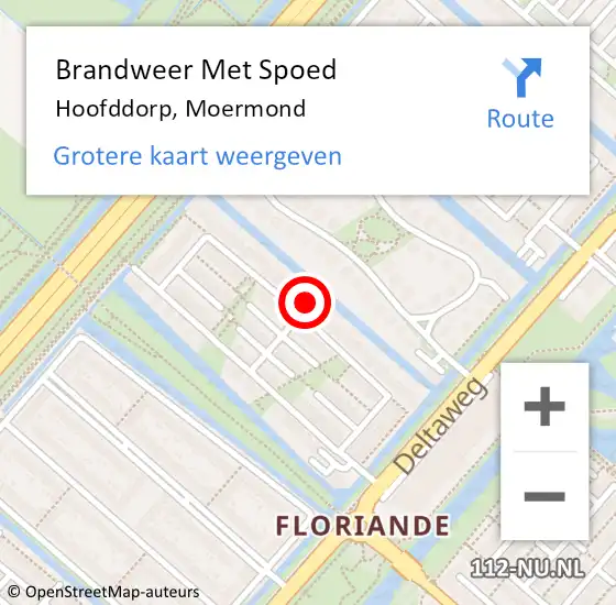 Locatie op kaart van de 112 melding: Brandweer Met Spoed Naar Hoofddorp, Moermond op 25 februari 2023 18:36