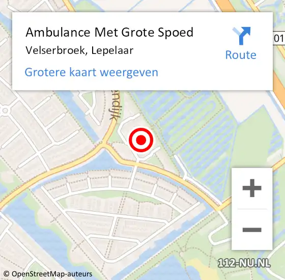 Locatie op kaart van de 112 melding: Ambulance Met Grote Spoed Naar Velserbroek, Lepelaar op 25 februari 2023 18:53