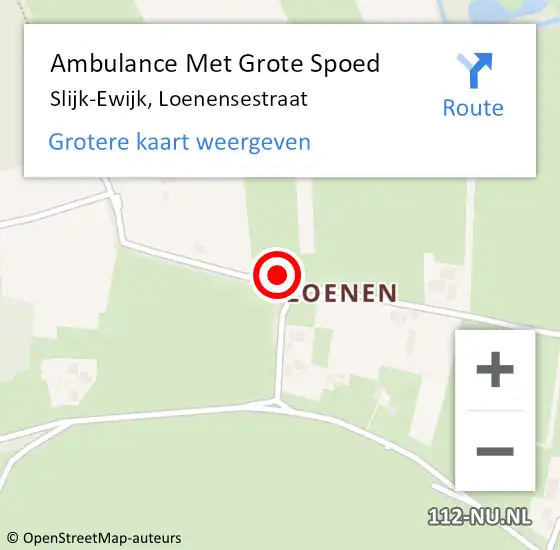 Locatie op kaart van de 112 melding: Ambulance Met Grote Spoed Naar Slijk-Ewijk, Loenensestraat op 25 februari 2023 19:04