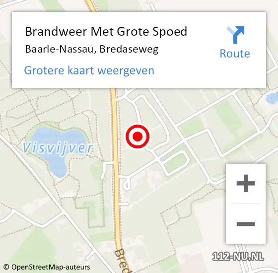 Locatie op kaart van de 112 melding: Brandweer Met Grote Spoed Naar Baarle-Nassau, Bredaseweg op 25 februari 2023 19:07