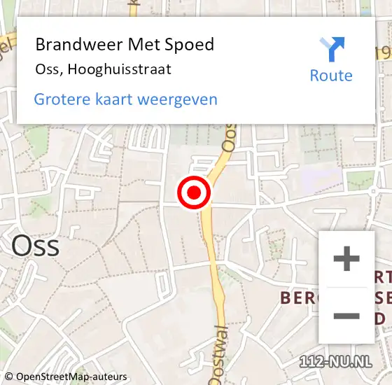 Locatie op kaart van de 112 melding: Brandweer Met Spoed Naar Oss, Hooghuisstraat op 25 februari 2023 19:47