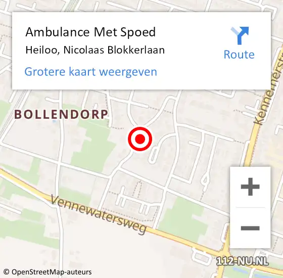 Locatie op kaart van de 112 melding: Ambulance Met Spoed Naar Heiloo, Nicolaas Blokkerlaan op 25 februari 2023 20:06