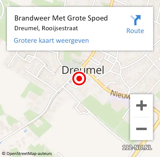 Locatie op kaart van de 112 melding: Brandweer Met Grote Spoed Naar Dreumel, Rooijsestraat op 25 februari 2023 20:06