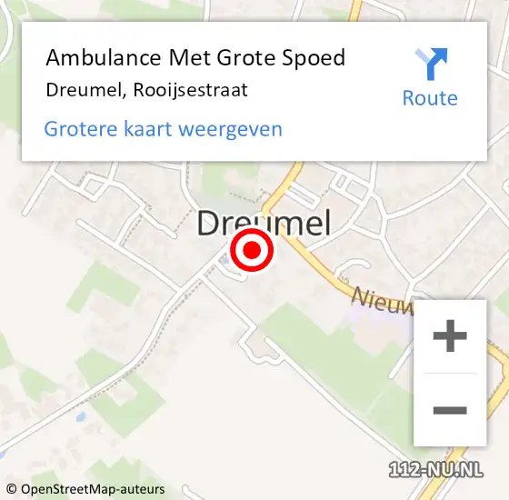 Locatie op kaart van de 112 melding: Ambulance Met Grote Spoed Naar Dreumel, Rooijsestraat op 25 februari 2023 20:08