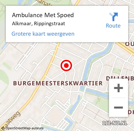 Locatie op kaart van de 112 melding: Ambulance Met Spoed Naar Alkmaar, Rippingstraat op 25 februari 2023 20:19