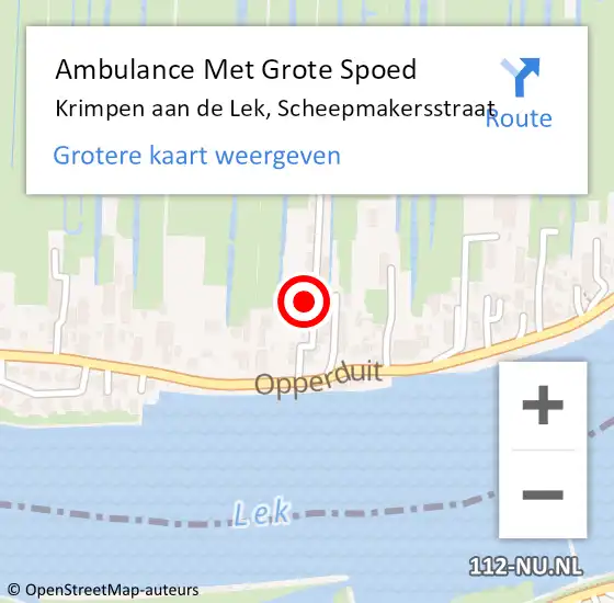 Locatie op kaart van de 112 melding: Ambulance Met Grote Spoed Naar Krimpen aan de Lek, Scheepmakersstraat op 25 februari 2023 20:19