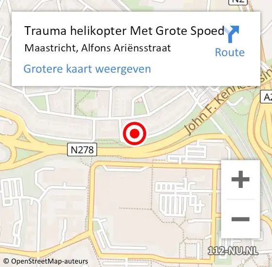 Locatie op kaart van de 112 melding: Trauma helikopter Met Grote Spoed Naar Maastricht, Alfons Ariënsstraat op 25 februari 2023 20:32