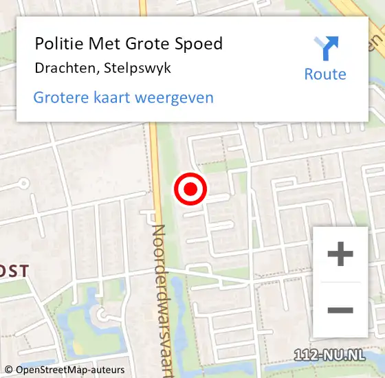 Locatie op kaart van de 112 melding: Politie Met Grote Spoed Naar Drachten, Stelpswyk op 25 februari 2023 21:11