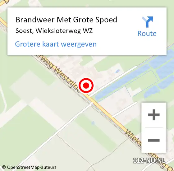 Locatie op kaart van de 112 melding: Brandweer Met Grote Spoed Naar Soest, Wieksloterweg WZ op 25 februari 2023 21:13