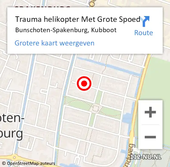 Locatie op kaart van de 112 melding: Trauma helikopter Met Grote Spoed Naar Bunschoten-Spakenburg, Kubboot op 25 februari 2023 21:26