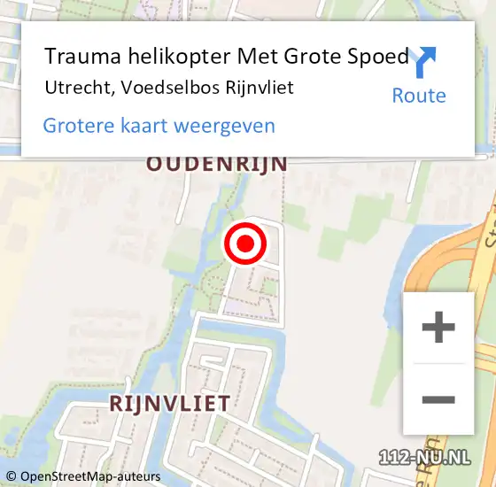 Locatie op kaart van de 112 melding: Trauma helikopter Met Grote Spoed Naar Utrecht, Voedselbos Rijnvliet op 25 februari 2023 21:48