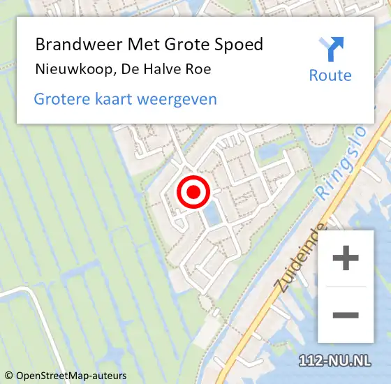 Locatie op kaart van de 112 melding: Brandweer Met Grote Spoed Naar Nieuwkoop, De Halve Roe op 25 februari 2023 23:10