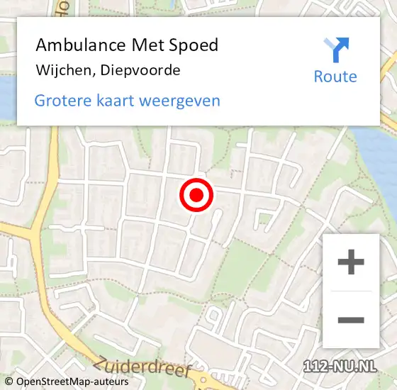Locatie op kaart van de 112 melding: Ambulance Met Spoed Naar Wijchen, Diepvoorde op 25 februari 2023 23:46