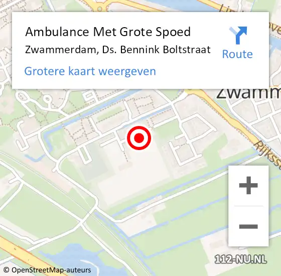 Locatie op kaart van de 112 melding: Ambulance Met Grote Spoed Naar Zwammerdam, Ds. Bennink Boltstraat op 25 februari 2023 23:59